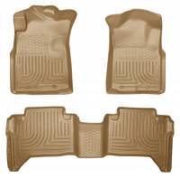 Husky Liners - Husky Floor Liners Front & 2nd Row 05-15 Toyota Tacoma Dbl Cab (Footwell Coverage) WeatherBeater-Tan