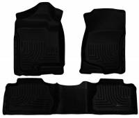 Husky Liners - Husky Floor Liners Front & 2nd Row 07-13 Silverado/Sierra Extended Cab No Manual Shifter (Footwell Coverage) WeatherBeater-Black