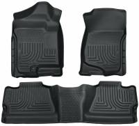 Husky Liners - Husky Floor Liners Front & 2nd Row 07-14 Silverado/Sierra Crew Cab No Manual Shifter (Footwell Coverage) WeatherBeater-Grey