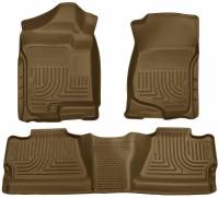 Husky Liners - Husky Floor Liners Front & 2nd Row 07-14 Silverado/Sierra Crew Cab No Manual Shifter (Footwell Coverage) WeatherBeater-Tan