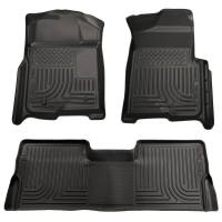 Husky Liners - Husky Floor Liners Front & 2nd Row 08-10 F Series Super Duty Crew Cab (Footwell Coverage) WeatherBeater-Black