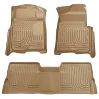 Husky Liners - Husky Floor Liners Front & 2nd Row 08-10 F Series Super Duty Crew Cab (Footwell Coverage) WeatherBeater-Tan