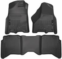 Husky Liners - Husky Floor Liners Front & 2nd Row 09-15 Dodge Ram Crew Cab W/Dual Carpet Hooks (Footwell Coverage) WeatherBeater-Black