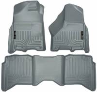 Husky Liners - Husky Floor Liners Front & 2nd Row 09-15 Dodge Ram Crew Cab W/Dual Carpet Hooks (Footwell Coverage) WeatherBeater-Grey