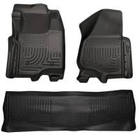 Husky Liners - Husky Floor Liners Front & 2nd Row 11-12 F Series Super Duty Crew Cab (Footwell Coverage) WeatherBeater-Black