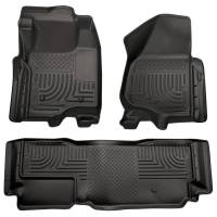 Husky Liners - Husky Floor Liners Front & 2nd Row 11-12 F Series Super Duty Super Cab (Footwell Coverage) WeatherBeater-Black