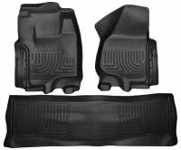 Husky Liners - Husky Floor Liners Front & 2nd Row 12-15 F Series Super Duty Crew Cab (Footwell Coverage) WeatherBeater-Black