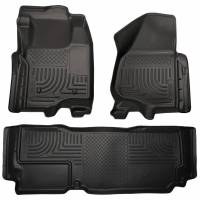 Husky Liners - Husky Floor Liners Front & 2nd Row 12-15 F Series Super Duty SuperCab (Footwell Coverage) WeatherBeater-Black