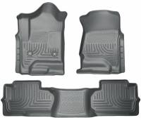 Husky Liners - Husky Floor Liners Front & 2nd Row 14-15 Silverado/Sierra Dbl Cab (Footwell Coverage) WeatherBeater-Grey