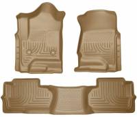 Husky Liners - Husky Floor Liners Front & 2nd Row 14-15 Silverado/Sierra Dbl Cab (Footwell Coverage) WeatherBeater-Tan