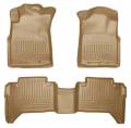 Husky Floor Liners Front & 2nd Row 05-15 Toyota Tacoma Dbl Cab (Footwell Coverage) WeatherBeater-Tan