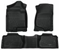 Husky Floor Liners Front & 2nd Row 07-13 Silverado/Sierra Extended Cab No Manual Shifter (Footwell Coverage) WeatherBeater-Grey