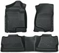 Husky Floor Liners Front & 2nd Row 07-14 Silverado/Sierra Crew Cab No Manual Shifter (Footwell Coverage) WeatherBeater-Grey