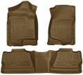 Husky Floor Liners Front & 2nd Row 07-14 Silverado/Sierra Crew Cab No Manual Shifter (Footwell Coverage) WeatherBeater-Tan