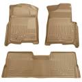 Husky Floor Liners Front & 2nd Row 08-10 F Series Super Duty Crew Cab (Footwell Coverage) WeatherBeater-Tan