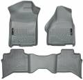 Husky Floor Liners Front & 2nd Row 09-14 Dodge Ram Quad Cab (Footwell Coverage) WeatherBeater-Grey