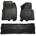 Husky Floor Liners Front & 2nd Row 11-12 F Series Super Duty Crew Cab (Footwell Coverage) WeatherBeater-Black