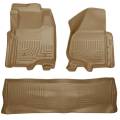 Husky Floor Liners Front & 2nd Row 11-12 F Series Super Duty Crew Cab (Footwell Coverage) WeatherBeater-Tan