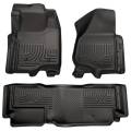 Husky Floor Liners Front & 2nd Row 11-12 F Series Super Duty Super Cab (Footwell Coverage) WeatherBeater-Black