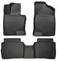 Husky Floor Liners Front & 2nd Row 11-15 Kia Optima (Footwell Coverage) WeatherBeater-Black