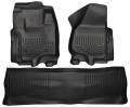 Husky Floor Liners Front & 2nd Row 12-15 F Series Super Duty Crew Cab (Footwell Coverage) WeatherBeater-Black