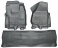 Husky Floor Liners Front & 2nd Row 12-15 F Series Super Duty Crew Cab (Footwell Coverage) WeatherBeater-Grey