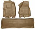 Husky Floor Liners Front & 2nd Row 12-15 F Series Super Duty Crew Cab (Footwell Coverage) WeatherBeater-Tan