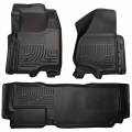 Husky Floor Liners Front & 2nd Row 12-15 F Series Super Duty SuperCab (Footwell Coverage) WeatherBeater-Black