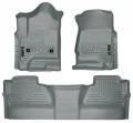 Husky Floor Liners Front & 2nd Row 14-15 Silverado/Sierra Crew Cab (Footwell Coverage) WeatherBeater-Grey