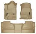 Husky Floor Liners Front & 2nd Row 14-15 Silverado/Sierra Crew Cab (Footwell Coverage) WeatherBeater-Tan