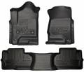 Husky Floor Liners Front & 2nd Row 14-15 Silverado/Sierra Dbl Cab (Footwell Coverage) WeatherBeater-Black