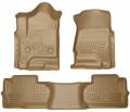 Husky Floor Liners Front & 2nd Row 14-15 Silverado/Sierra Dbl Cab (Footwell Coverage) WeatherBeater-Tan