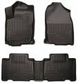 Husky Floor Liners Front & 2nd Row 14-15 Toyota Corolla Auto Trans (Footwell Coverage) WeatherBeater-Black